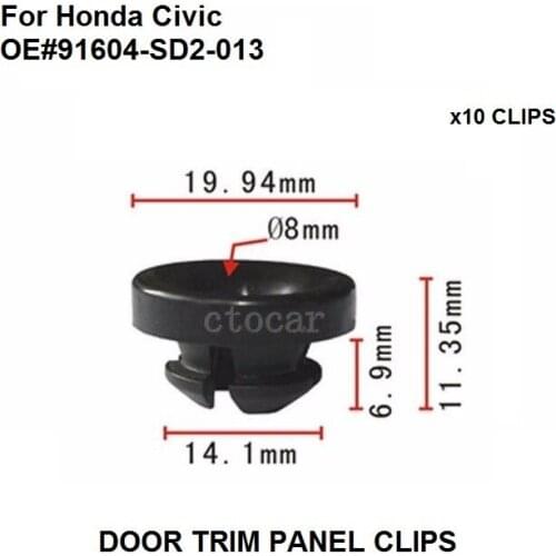 Car Styling x10 Nylon For Honda Civic Hood Prop Rod Grommet Clip 89 - on 91604-SD2-013 New