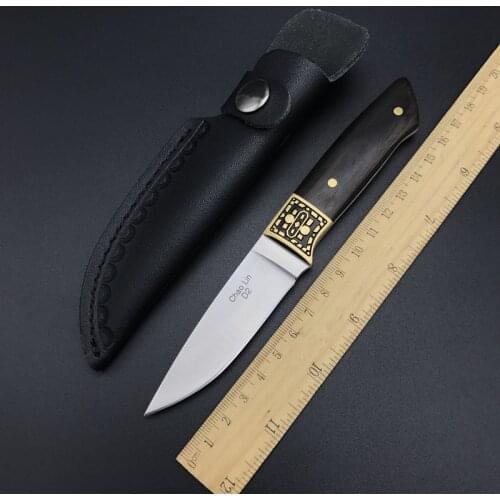 Free shipping Handmade D2 steel Hunting Knife Camping Survival Knife Fixed Blade Tactical Knife wood handle