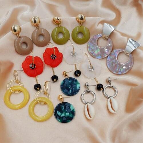 Flower Big Drop Earrings For Women Acrylic Color High Quality Jewelry Earrings Fashiom Trendy Drop Earrings For Gift