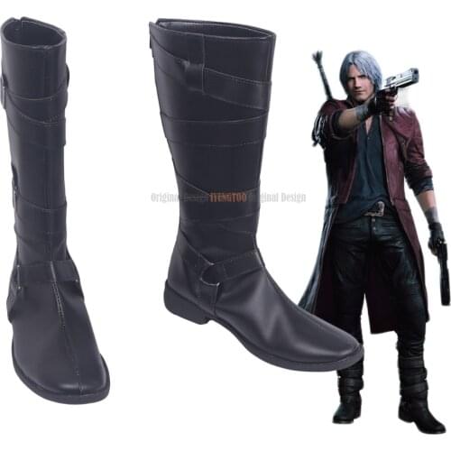 Dante Shoes Cosplay Dante Cosplay Boots Black Shoes Custom Made Halloween Carnival Shoes Cosplay