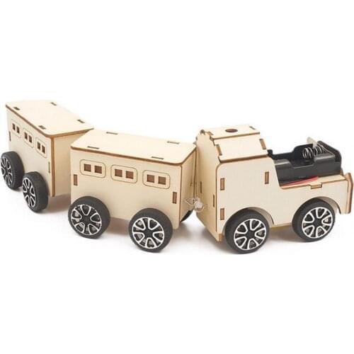 Wooden DIY Train Model Toy Craft Train STEM Principle Brain Development Wooden Craft Train Toy Kit for Kids Adults