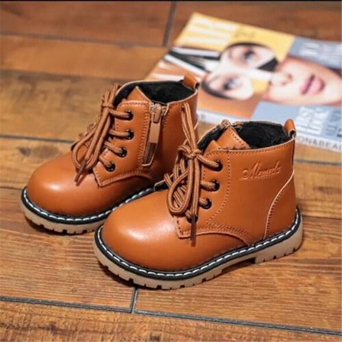 Childrens Martin Boots 2021 Boys and Girls Soft-soled Short Boots Baby Side Zipper Genuine Leather Boots