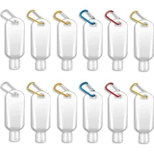 12pcs Travel Plastic Clear Keychain Bottles Leakproof Empty Squeeze Container With Flip Cap For Cosmetics Refillable Bottle