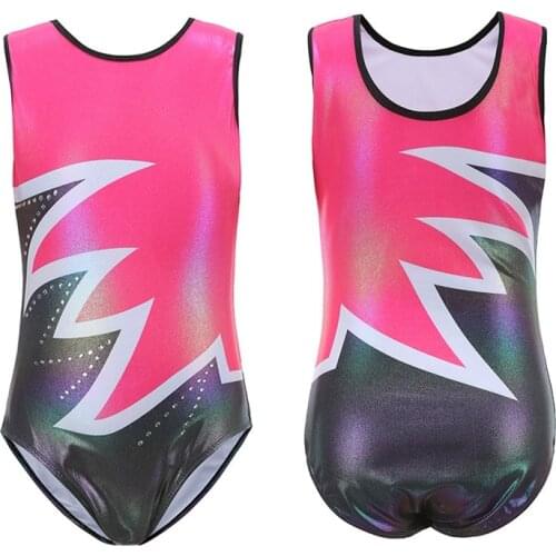 Gymnastics Dancesuit Dress for Girls Sleeveless Gradient Color Ballet Dance Leotards Striped 5-14Y Costumes Ballet Suits