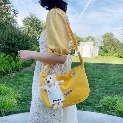 Insta-chic canvas bag for school girls 2021 new Korean version small fresh and cute one-shoulder armpit bag