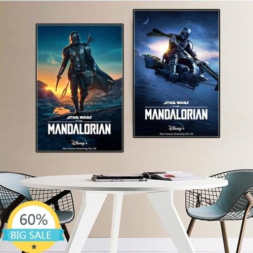 Disney The Mandalorian Anime Canvas Painting Movie Popular Poster Retro Wall Art Print Picture for Kids Living Room Home Decor