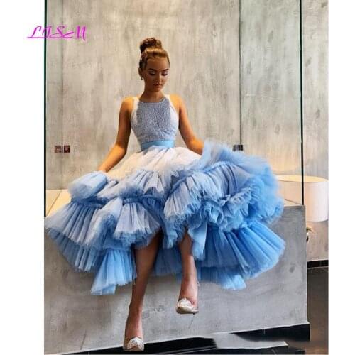 Short Beaded Prom Dresses 2021 Sparkly Sexy Backless Sequined Tulle Evening Party Dress Glitter Formal Gowns