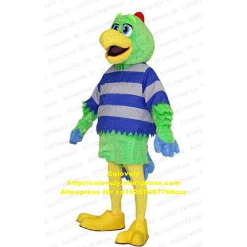 Green Parrot Parakeet Macaw Eaglet Kestrel Bird Eagle Hawk Mascot Costume Adult Big Yellow Sharp Mouth Red Tongue No.8671