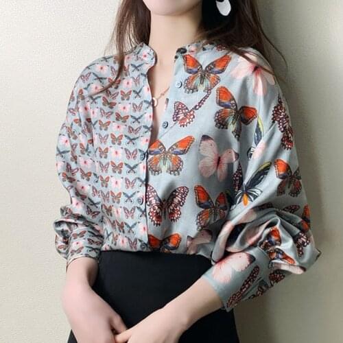 LANJING Womens Silk Shirts