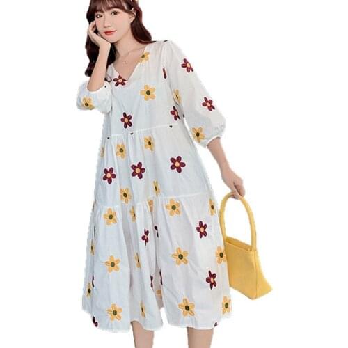 Summer Dress Woman Dresses Maternity Clothes for Pregnant Women V Neck Embroidery Casual Pregnancy Dresses Womens Dress
