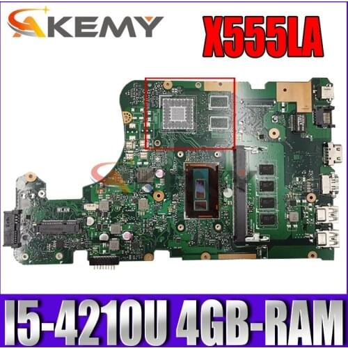 Akemy X555LD Laptop motherboard for ASUS X555LA X555LAB X555LF X555LJ original mainboard 4GB-RAM I5-4210U GM