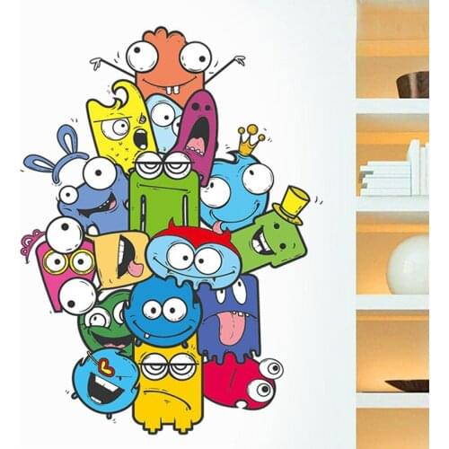 Cute Stick Figure Cartoon Wall Sticker Childrens Room Bedroom Background Decoration Removable Vinyl art Decals