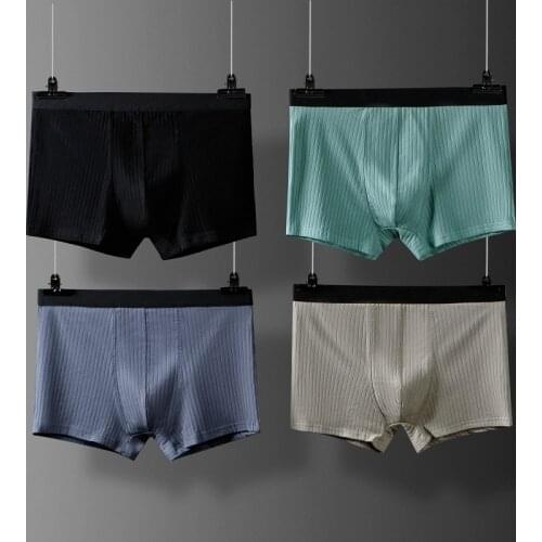 Mens Underwear Crew Cotton Boxer Shorts, Striped U Convex Mens Fashion Boxer Short