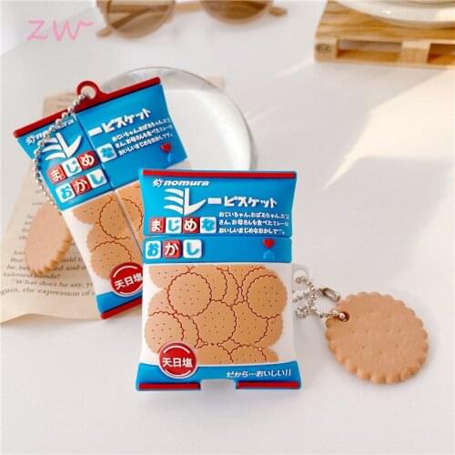 Japanese cookies food round cookies 3d case for airpods 1 2 pro soft silicone case wireless bluetooth headset protective cover