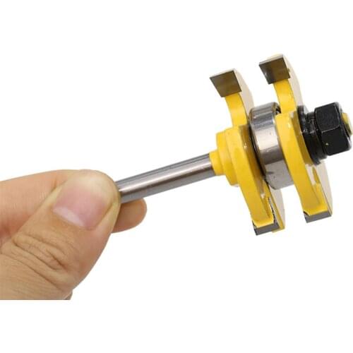 New 2pcs 1/4 Inch Shank Router Bit T Shape Tongue & Groove Set 3 Teeth Adjustable Wood Milling Cutter for Wood Corner Polishing