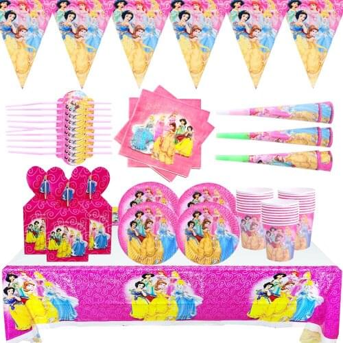 Disney Baby Baptism Princess Happy Kids Girls Birthday Party Decor Set Party Supplies cup plate banner hat gift bag party decor