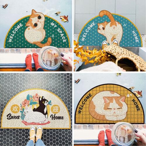 Cartoon Cat and Pig Non-slip Carpet Area Rugs Bedroom Floor PVC Mat Easy Clean Welcome Doormat Home Decoration Cute Bathroom Rug