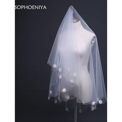 New Arrival Ivory Lace Flower Appliques Wedding veil 2020 schleier trouwjurk Bridal veil Cheap wedding weil Short veil