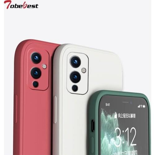 New Liquid Silicone Case For Oneplus One Plus 9 8 7 6 8T 7T 6T Pro 9R Coque Camera protective shell Straight edge Back Cover