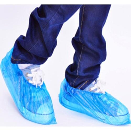 100Pcs Disposable Plastic Blue Anti Slip Shoe Cover Rainy Day Carpet Cleaning Waterproof Shoe Covers Cleaning Overshoes Protecti