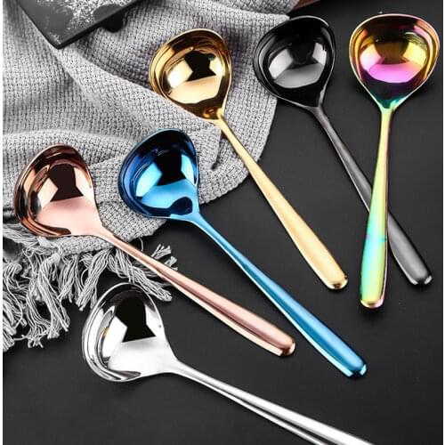 Original Steel Color 304 Stainless Steel Long Handle Multi-Purpose Soup Spoon Sauce Spoon Kitchen Cooking Tools
