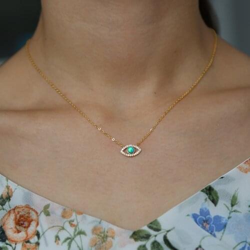 Charms Boho 925 silver Gold Color Chain Blue Evil Eye Necklace for Women Fashion lucky Choker Necklaces kolye colar collares