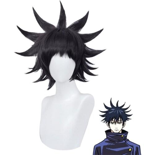 Fushiguro Megumi Wig Short Explosion Black Wig Anime Fushiguro Megumi Cosplay Hair Synthetic Cosplay Wig 40cm