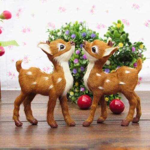About 14x11cm simulation deer real fur sika deer model one lot /2 pieces,ornament scene layout prop decoration gift h1270