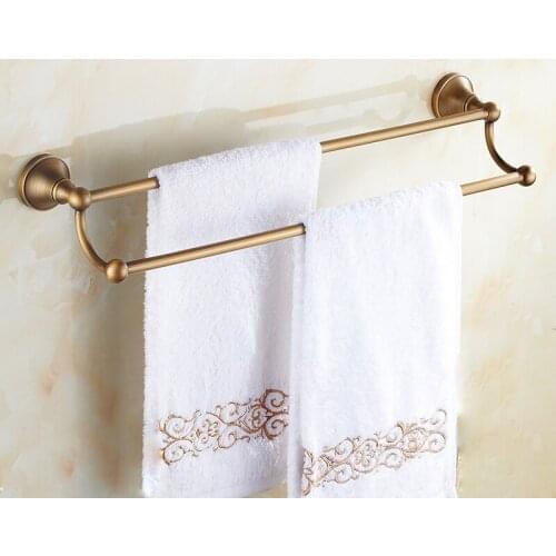 Retro Brass (24")60cm Double Towel Bar Antique Brass Bathroom Accessory Towel Rail Towel Holder BD909