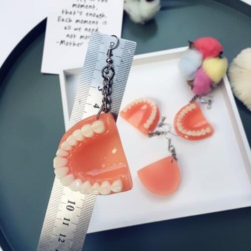 Funny Dental Teeth Earrings 3D Tooth Model Hook Earrings False Teeth Earrings LX9E