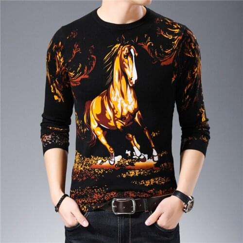 Sweater Spring Paint Fashion Pullover Erkek Kazak Men Slim Fit Pull Homme Chompas Hombre Pullover Men Clothes Sweter Masculino