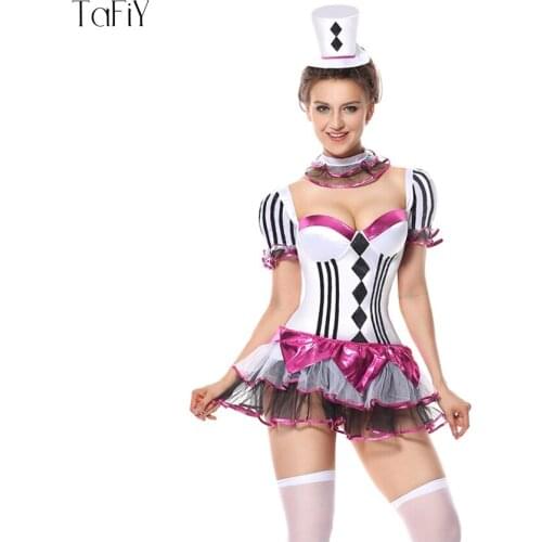 TaFiY Adult Women Mardi Gras Jester Costume Party Wear Cosplay Carnival Circus Funny Clown Costumes Halloween Costumes For Women