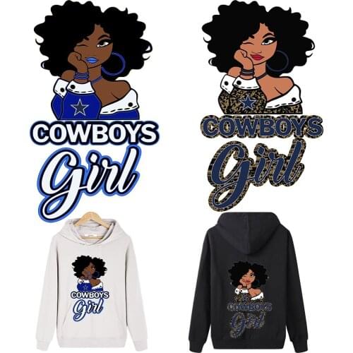 Large Patch Black Afric Girls Iron On Transfers For Clothing Stripes Heat Transfer Vinyl ForT Shirts Thermo Sticker Parches Ropa