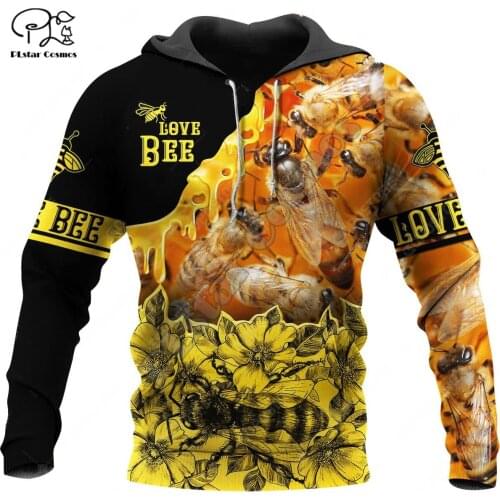 PLstar Cosmos Honey Bees 3D Printed Hoodies Casual Men/Women Zipper Hooded Beautiful Animal Unisex Brand Streetwear Apparel B12