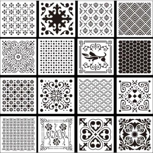 16pcs Mandala Stencil Wall Painting DIY Drawing Template for Stone Wood Funiture C26