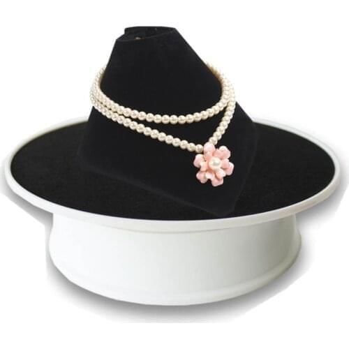 20CM White Base Black Velvet Top Rotary display stand turntable for Watches Cosmetic