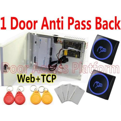 One Door Card Enter+Card Exit Both Side Control PSU UPS Metal Case Power Controller IP Panel All-in-one Box+2 EM ID Card reader