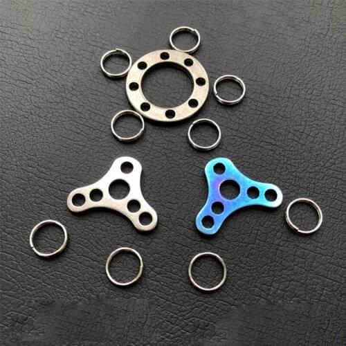 Titanium alloy porous key ring pendant triangle circular portable outdoor EDC players multi-functional key chain