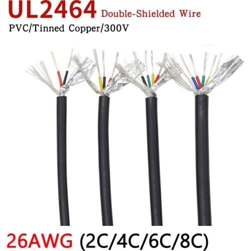 10M 26AWG UL2464 Shielded Cable 2 4 6 8 10 12 15 20 25 Cores PVC Insulated Channel Audio Headphone Copper Control Sheathed Wire
