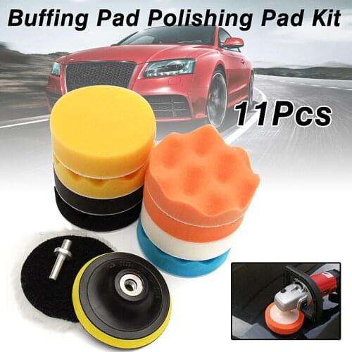 11Pcs/Set 3inch 80mm Buffing Pad Polishing Pad Kit For Watch Glass Car Polisher Pads M10 Drill Adapter Thread Abrasive Tools