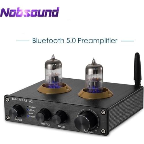 2020 Nobsound Stereo 6N3 Vacuum Tube Pre-amplifier Bluetooth 5.0 HiFi USB-PC Decoder AUX Preamp With Treble&Bass Control