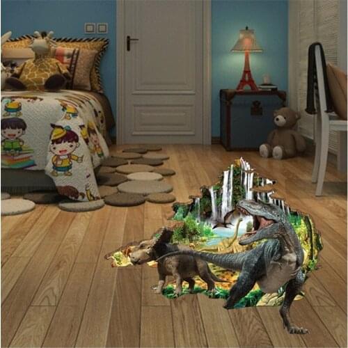 3D broken wall Jungle dinosaur wall sticker home decor living room bedroom floor decal mural Removable decorative vinyl material