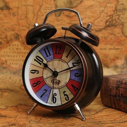 4 inch Retro Metal Alarm Clock Simple Home Bedside Luminous Alarm Clock Student Morning Gets up Bell Vintage Table Clock