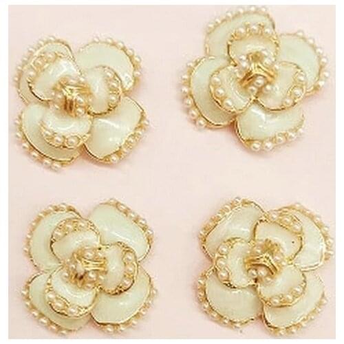 5pcs/lot New Flower Drip Oil Alloy Gold Rhinestone Pearls Buttons Ornament Earring Choker Hair DIY Jewelry Accessories Handmade