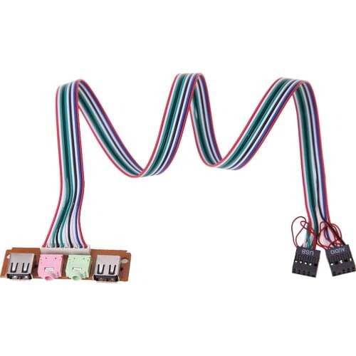 60cm 2 USB 2.0 Audio Jack Ports Microphone Earphone Cable PC Computer Case Front Panel USB Audio Port Mic Earphone Cables