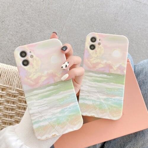 Retro Art oil painting Landscape Clouds sun bracket Phone Case For iPhone 11 Pro Max Xr Xs Max X 7 7Plus 8 Plus case Soft Cover