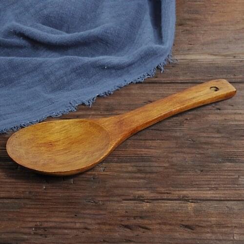 Wooden Rice Spoon Rice Paddle Versatile Cooking Spoon Durable Healthy Ergonomic Handle for Non Stick Cookware