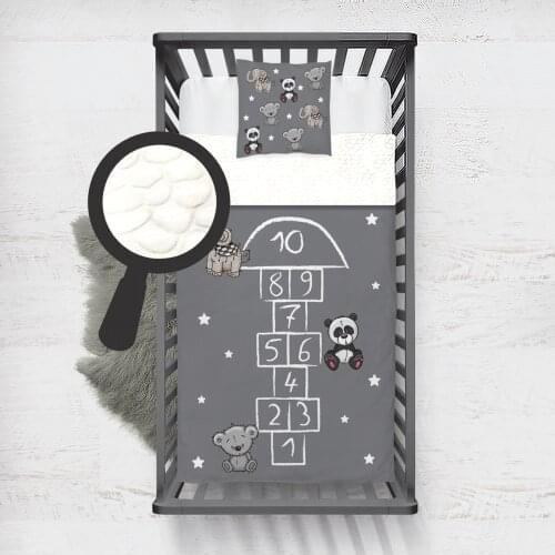 Kids Minky Blanket Super Soft and Warm Blankets Children for Couch and Bed Gray Rabbit Bear Panda Model 091