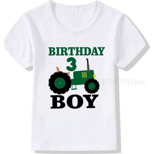 Boy Car 1-9 Birthday Number Print T Shirt Children Birthday Boy T-shirts Boy&Girl Funny Gift Tshirt Present Boys Clothes