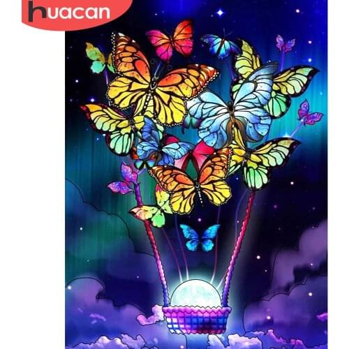 HUACAN Coloring By Number Butterfly Animal Kits For Adults Handpainted DIY Picture By Number On Canvas Home Decoration 40x50cm